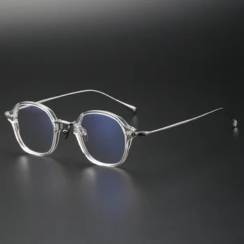 Японские ацетатные Титановые Винтажные квадратные очки В оправе, Мужские Женские Прозрачные Оптические очки, Очки для чтения